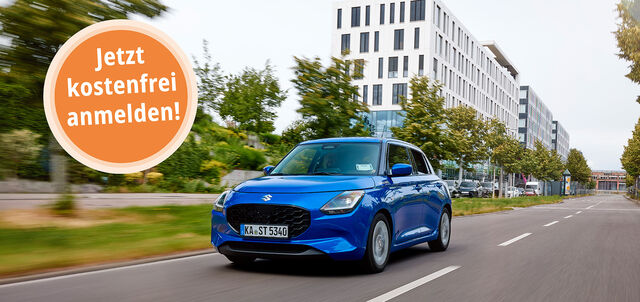 blauer Suzuki Swift von stadtmobil Fahraufnahme